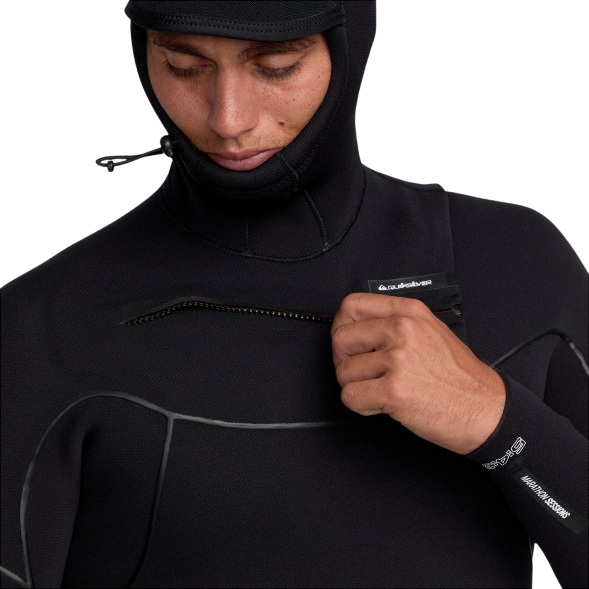 2026 Quiksilver Mens Marathon Sessions 6/5/4mm Chest Zip Hooded Wetsuit 25AW203502 - Black
